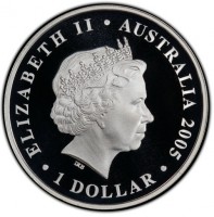 Silver coin Australia KM# 833 ELIZABETH II AUSTRALIA 2005. 1 DOLLAR. IRB.