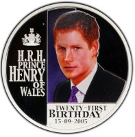 Silver coin Australia KM# 836 H.R.H. PRINCE. HENRY. OF. WALES. TWENTY-FIRST. BIRTHDAY. 15-09-2005. P.