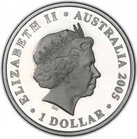 Silver coin Australia KM# 1015 ELIZABETH II. AUSTRALIA 2005. 1 DOLLAR. IRB.