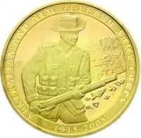Aluminium Bronze coin Australia AUSTRALIAN AND NEW ZEALAND ARMY CORPS. RV. 1915 - 2005.