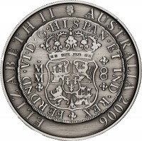 Silver coin Australia KM# 826 ELIZABETH II AUSTRALIA 2006. FERDND*VI*D*G*HISPAN*ET IND*REX. M. M. 8.