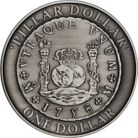 Silver coin Australia KM# 826 PILLAR DOLLAR. VTRAQUWE VNUM. M*1758*M. ONE DOLLAR.
