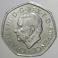 CHARLES III · D · G · REX · F · D · 50 PENCE ·.