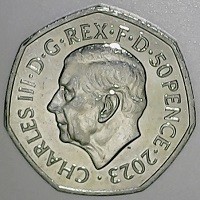 CHARLES III · D · G · REX · F · D · 50 PENCE · 2023 ·.
