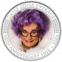 Silver coin Australia KM# 849 DAME EDNA EVERAGE. 50TH ANNIVERSARY 1956 ~ 2006 P.