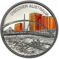 Silver coin Australia KM# 940 DISCOVER AUSTRALIA. Melbourne P. 1 OZ 999 SILVER JR. 2006.
