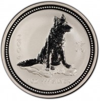 Silver coin Australia KM# 1882 2. 0 狗. 0. 6. 1 OZ 999 SILVER.