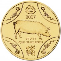 Aluminium Bronze coin Australia KM# 809 2007. YEAR OF THE PIG. 豬.