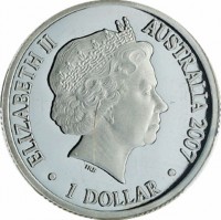 Silver coin Australia KM# 809a ELIZABETH II. AUSTRALIA 2007. 1 DOLLAR. IRB.