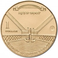 Aluminium Bronze coin Australia KM# 1016 1932-2007. 1 DOLLAR B. SYDNEY HARBOUR BRIDGE.