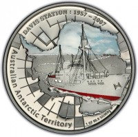 DAVIS STATION : 1957 - 2007. Australian Antarctic Territory. P. WR. 1 OZ 99.9 SILVER.