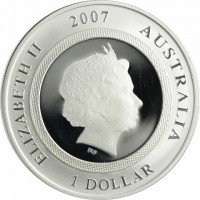 Silver coin Australia ELIZABETH II. AUSTRALIA 2007. 1 DOLLAR. IRB.