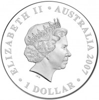 Silver coin Australia ELIZABETH II. AUSTRALIA 2007. 1 DOLLAR. IRB.