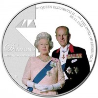 Silver coin Australia HM QUEEN ELIZABETH II ~ HRH THE DUKE OF EDINBURGH. 20.11.1947. Diamond. Wedding Anniversary. P. JG.