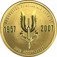 Aluminium Bronze coin Australia AUSTRALIAN SPECIAL AIR SERVICES. 1957 2007. WHO DARES WINS. 50th ANNIVERSARY.