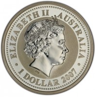 Silver coin Australia ELIZABETH II. AUSTRALIA 2007. 1 DOLLAR. IRB.