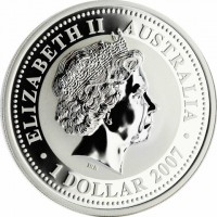 Silver coin Australia ELIZABETH II. AUSTRALIA 2007. 1 DOLLAR. IRB.