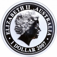 Silver coin Australia ELIZABETH II. AUSTRALIA 2007. 1 DOLLAR. IRB.