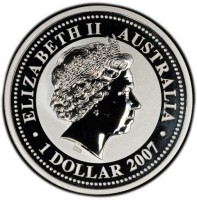 Silver coin Australia ELIZABETH II. AUSTRALIA 2007. 1 DOLLAR. IRB.