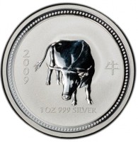 Silver coin Australia 牛. 2. 0. 0. 9. 1 OZ 999 SILVER.