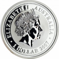 Silver coin Australia ELIZABETH II. AUSTRALIA 2007. 1 DOLLAR. IRB.