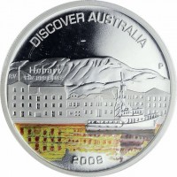 Silver coin Australia KM# 1021 DISCOVER AUSTRALIA. Hobart. RV 1 oz 999 silver P. 2008.