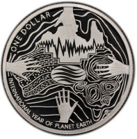 Silver coin Australia KM# 1059a ONE DOLLAR INTERNATIONAL YEAR OF PLANET EARTH.
