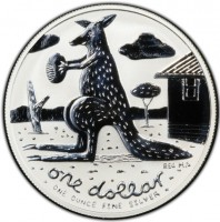 one dollar REG M. ONE OUNCE FINE SILVER.