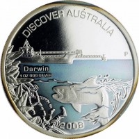 DISCOVER AUSTRALIA. Darwin. 1OZ 999 SILVER P. RV. 2008.