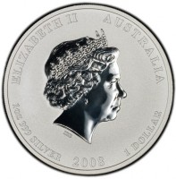 Silver coin Australia KM# 1755 ELIZABETH II AUSTRALIA. IRB. 1oz 999 SILVER 2008 1 DOLLAR.