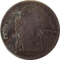 French Indochina coin 10 Centimes - Magnetic (1939 - 1940) obverse obverse of 10 Centimes - Magnetic (1939 - 1940) coin with KM# 21.1 from French Indochina. Inscription: REPUBLIQUE FRANCAISE P.TURIN 1939