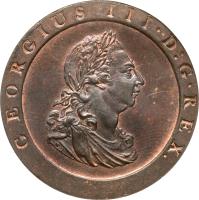 obverse of 1 Penny - George III (1797) coin with KM# 618 from United Kingdom. Inscription: GEORGIUS III · D:G · REX.