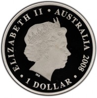 Silver coin Australia ELIZABETH II. AUSTRALIA 2008. 1 DOLLAR. IRB.