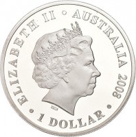 Silver coin Australia ELIZABETH II. AUSTRALIA 2008. 1 DOLLAR. IRB.