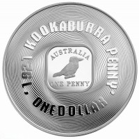 Silver coin Australia 1921 KOOKABURRA PENNY. AUSTRALIA. ONE PENNY. ONE DOLLAR.