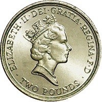 United Kingdom KM# 971 ELIZABETH . II · DEI · GRATIA · REGINA · F · D · 2 POUNDS ·.
