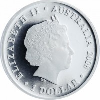 Silver coin Australia ELIZABETH II. AUSTRALIA 2008. 1 DOLLAR. IRB.