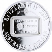 ELIZABETH II 2008. ELIZABETH II. 20 CENTS. AUSTRALIA 1 DOLLAR. IRB.