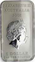 ELIZABETH II. AUSTRALIA. 2008. IRB. 1 DOLLAR. 1oz 999 SILVER.