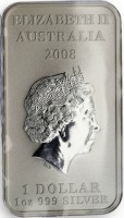 Silver coin Australia KM# 1107 ELIZABETH II. AUSTRALIA. 2008. IRB. 1 DOLLAR. 1oz 999 SILVER.