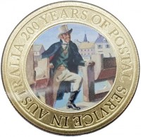 Aluminium Bronze coin Australia KM# 1089 200 YEARS OF POSTAL SERVICE IN AUSTRALIA. P.