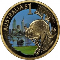 Aluminium Bronze coin Australia KM# 1092 AUSTRALIA $1 WESTERN AUSTRALIA. EM P.