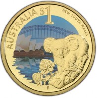Aluminium Bronze coin Australia KM# 1098 AUSTRALIA $1. NEW SOUTH WALES. P EM.