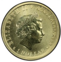 Aluminium Bronze coin Australia KM# 1258 ELIZABETH II. AUSTRALIA 2009. 1 DOLLAR. IRB.