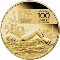 Aluminium Bronze coin Australia KM# 1358 swimming australia. celebrating 100 years of excellence. P.