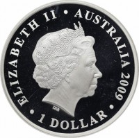 Silver coin Australia KM# 1359 ELIZABETH II. AUSTRALIA 2009. 1 DOLLAR. IRB.