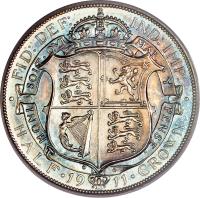 United Kingdom coin 1/2 Crown - George V (1911 - 1919) reverse reverse of 1/2 Crown - George V (1911 - 1919) coin with KM# 818 from United Kingdom. Inscription: HONI SOIT · QVI MAL · Y PENSE · · FID: DEF: IND: IMP: · HALF · 19 11 · CROWN