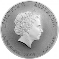 ELIZABETH II AUSTRALIA. IRB. 1oz 999 SILVER 2008 1 DOLLAR.