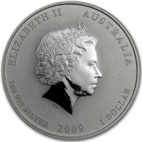 ELIZABETH II AUSTRALIA. IRB. 1oz 999 SILVER 2009 1 DOLLAR.