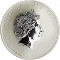 Silver coin Australia KM# 1317b ELIZABETH II AUSTRALIA. IRB. 1oz 999 SILVER 2010 1 DOLLAR.